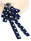 Fashion Navy Waterdrop Shape Decorated Bowknot Brooch