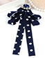 Fashion Navy Round Shape Decorated Bowknot Brooch