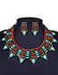 Vintage Blue+red Hollow Out Decorated Jewelry Sets