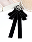 Fashion Black Round Shape Decorated Bowknot Brooch