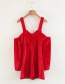 Elegant Red Off-the-shoulder Decorated Vest