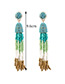Bohemia Sapphire Blue Color-matching Decorated Tassel Earrings