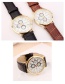 Fashion Brown Round Shape Dial Design Width Strap Watch