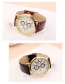 Fashion Brown Round Shape Dial Design Width Strap Watch
