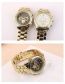 Elegant White Letter Pattern Decorated Simple Watch
