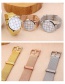 Fashion Gold Color Grid Pattern Decorated Round Dial Watch