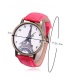 Vintage Red Tower Pattern Decorated Round Dial Watch