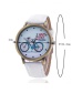 Vintage White Bicycle Pattern Decorated Round Dial Watch