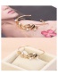 Sweet Rose Gold Leaf&pearls Decorated Opening Bracelet