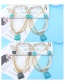 Fashion Blue Trapezoid Shape Decorated Pearls Necklace
