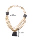 Fashion Black Trapezoid Shape Decorated Pearls Necklace