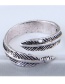 Vintage Antique Silver Feather Shape Design Opening Ring