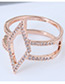 Fashion Rose Gold Rhombus Shape Decorated Ring