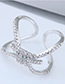Fashion Silver Color Full Diamond Design Opening Ring