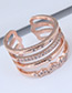 Fashion Rose Gold Diamond Decorated Multi-layer Opening Ring