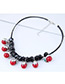 Fashion Black+red Cherry Shape Decorated Necklace