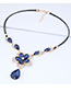 Fashion Blue Waterdrop Shape Design Flower Necklace