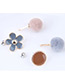 Fashion Pink+gray Flower Shape Decorated Pom Earrings