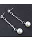Fashion Silver Color Pearls Decorated Long Earrings