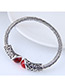 Fashion Silver Color+red Gemstone Decorated Opening Bracelet