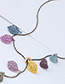 Fashion Multi-color Hollow Out Design Leaf Necklace