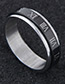Trendy Black+silver Color Letter Pattern Decorated Ring