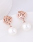Fashion Rose Gold +white Flower Shape Decorated Earrings