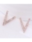 Fashion Gold Color Letter V Shape Decorated Earrings