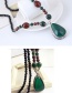 Elegant Green+red Water Drop Shape Pendant Decorated Long Necklace