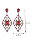Elegant Red Rhombus Shape Design Hollow Out Earrings