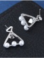 Sweet Silver Color Pearls Decorated Triangle Shape Earrings