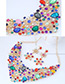 Fashion Multi-color Full Diamond Decorated Flower Shape Jewelry Sets