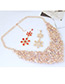 Fashion Red Full Diamond Decorated Flower Shape Jewelry Sets