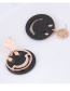 Fashion Rose Gold +black Face Shape Decorated Earrings
