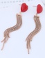 Fashion Red+rose Gold Heart Shape Decorated Tassel Earrings