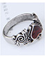 Vintage Silver Color +red Heart Shape Decorated Ring