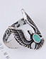 Vintage Silver Color+blue Eagle Shape Decorated Ring