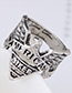 Vintage Silver Color Letter Pattern Decorated Ring