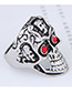 Vintage Silver Color+red Skull Shape Decorated Ring