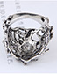 Vintage Silver Color Hollow Out Design Skull Ring