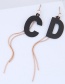 Fashion Black Letter Pattern Decorated Tassel Earrings