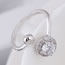 Fashion Silver Color Round Shape Diamond Decorated Opening Ring