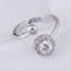 Fashion Silver Color Round Shape Diamond Decorated Opening Ring