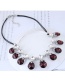 Fashion Claret Red Round Shape Decorated Necklace