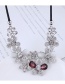 Fashion Silver Color+claret Red Flower Shape Design Necklace