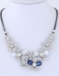 Fashion Silver Color+blue Flower Shape Design Necklace