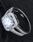 Fashion Silver Color Full Diamond Decorated Square Shape Ring