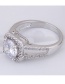 Fashion Silver Color Full Diamond Decorated Square Shape Ring