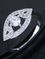 Fashion Silver Color Eye Shape Design Full Diamond Ring