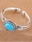 Fashion Silver Color Oval Shape Decorated Opening Ring